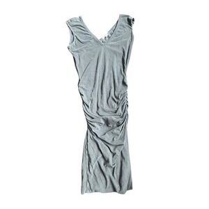 Standard James Perse Ruched V Neck Sleeveless Midi Dress Gray Size Small